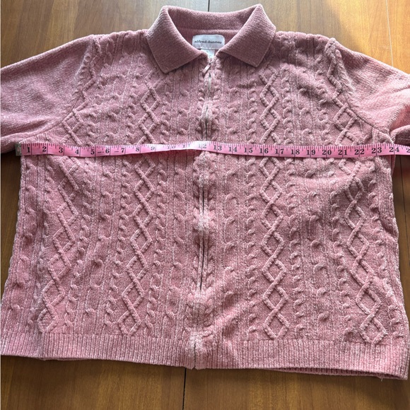 Alfred Dunner Pink Cable Knit Textured Women's zip up Cardigan - Picture 5 of 8